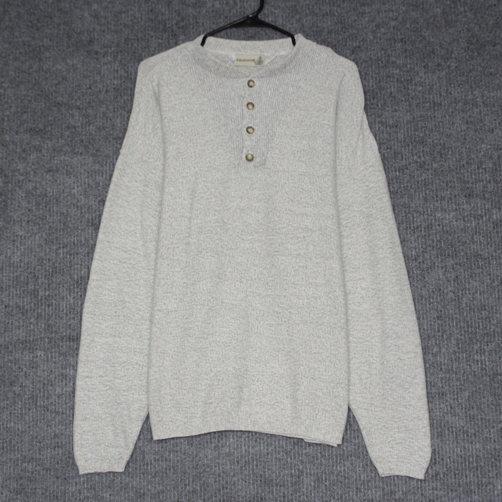 FIELDMASTER Mens‎ Gray Knit Henley Sweater Long Sleeve Size XL Tall